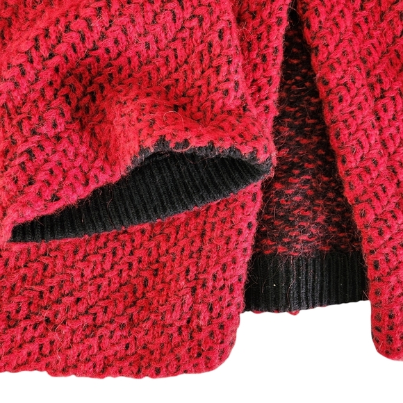 NORTHLAND VICOLO red black knit wool cashmere blend cardigan coat jacket - Picture 7 of 13